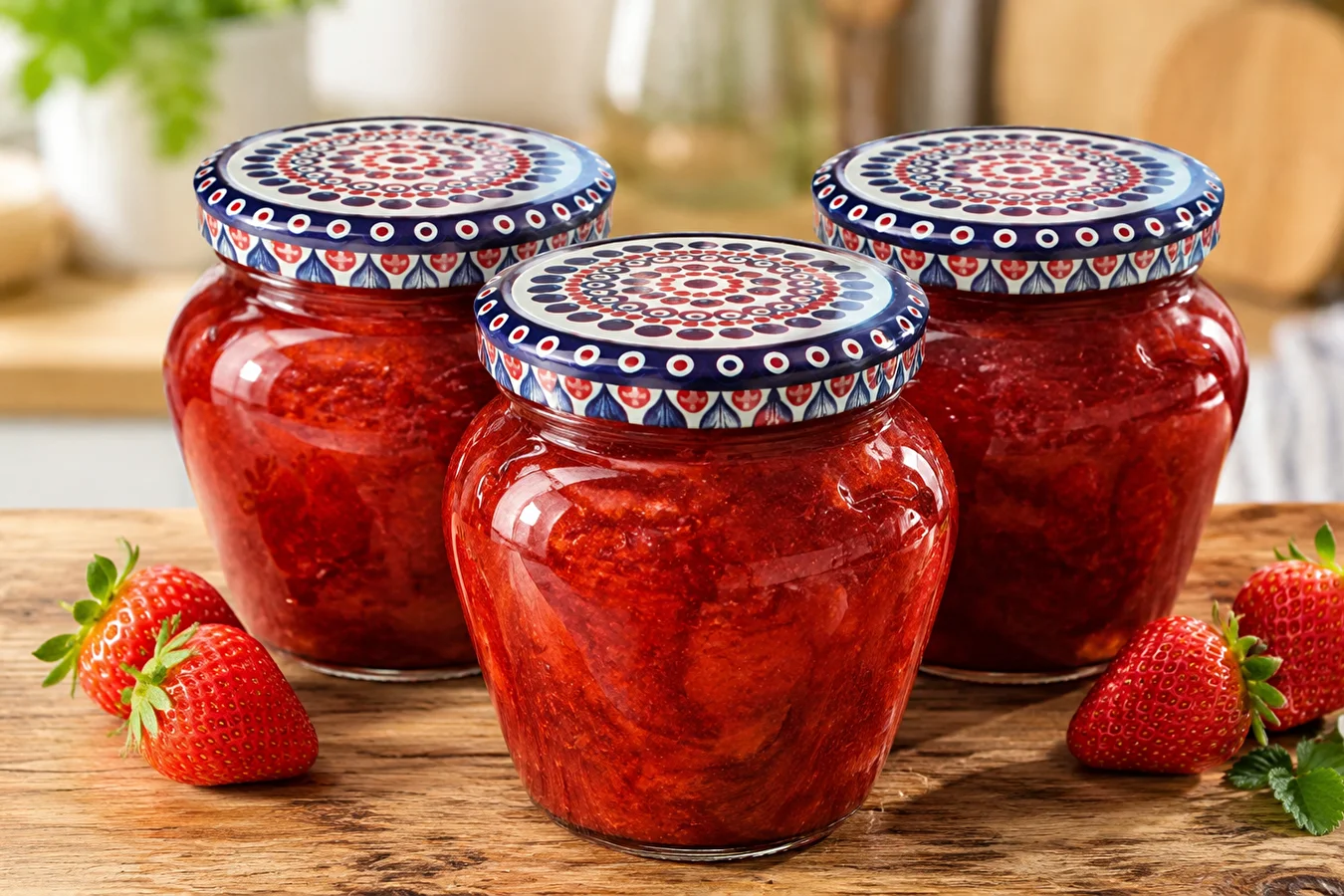 Hausgemachte Erdbeermarmelade mit reduziertem Zuckergehalt