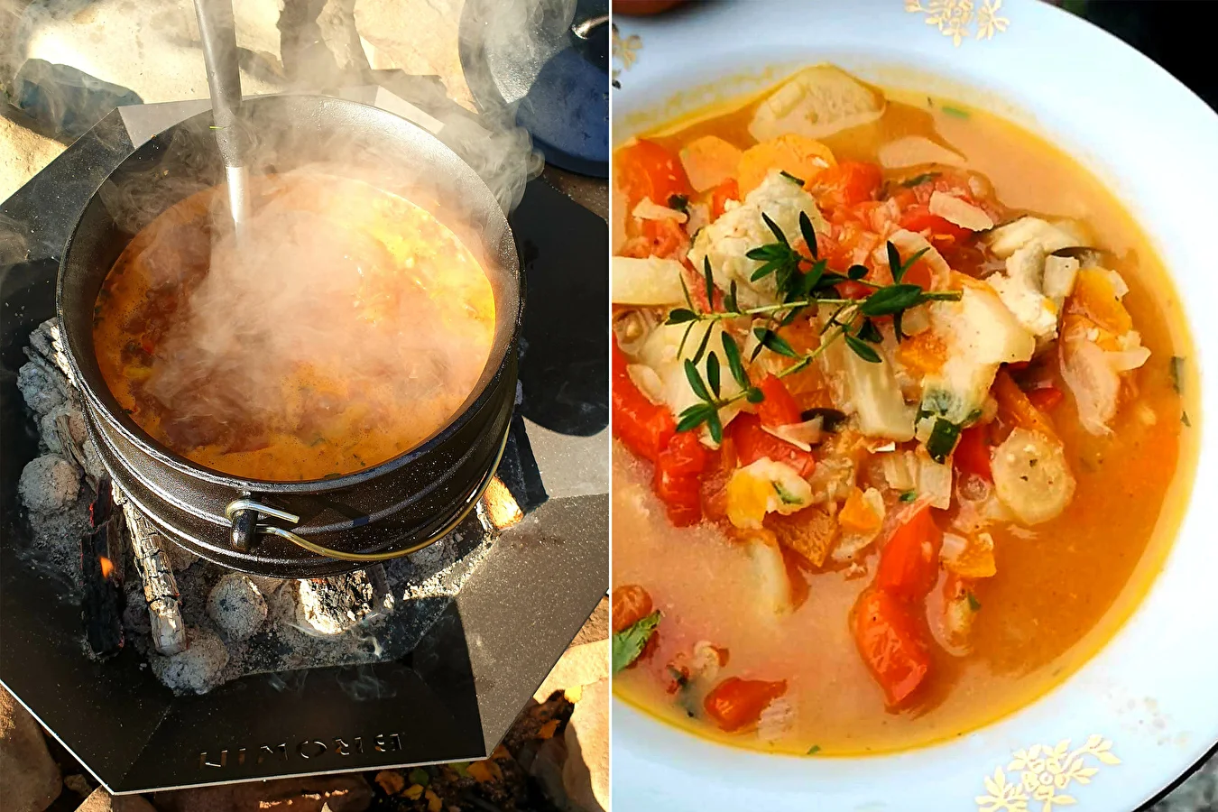 Scharfe Fischsuppe mit Karpfen