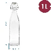 1 l Flasche mit hermetischem Verschluss - Quadrat - 2 ['Alkoholflasche', ' dekorative Alkoholflaschen', ' Glasflasche für Alkohol', ' Flaschen für Selbstgebrannten für die Hochzeitsfeier', ' Flasche für Likör', ' Weinflasche', ' Weinflaschen', ' Likör']
