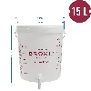 Gärbehälter von 15 L mit Aufdruck, Hahn und Deckel - 12 ['Gärbehälter', ' Gäreimer', ' Gärbehälter für Wein', ' biowin Gäreimer', ' browin Gäreimer']
