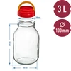 Glass jar 3l + Farbkappe + Gabel oder Zange - 6 ['Glas', ' Glas mit Schraubverschluss', ' Glas für Salzgurken', ' Glas für Gurken', ' Glas für Liköre', ' Glas mit Zange', ' Gurkenzange', ' Küchenzange']