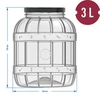 Mehrzweck-Behälter, 3 L, mit schwarzem Schraubverschluss aus Metall - 8 ['Unzerbrechliches Glas', ' Pet-Glas', ' Plastikglas', ' Metall-Schraubverschlussglas', ' 3 L großes Glas', ' Beizglas', ' Gurkenglas', ' Kimchi-Glas', ' Mehrzweckglas']
