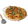Pizzastein mit Griff und Messer, aus Cordierit, rund, 33 cm  - 1 ['Geschenk', ' hausgemachte Pizza', ' zum Backen von Pizza', ' zum Servieren von Pizza', ' zum Backen von Brot', ' zum Backen von Brötchen']