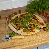 Pizzastein mit Griff und Messer, aus Cordierit, rund, 33 cm - 14 ['Geschenk', ' hausgemachte Pizza', ' zum Backen von Pizza', ' zum Servieren von Pizza', ' zum Backen von Brot', ' zum Backen von Brötchen']