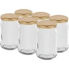 Twist-offs Glas 300 ml mit goldenem Schraubverschluss Durchmesser 66 - 6 Stück  - 1 ['Einmachgläser', ' Marmeladengläser', ' Kompottgläser', ' Einmachgläser für Pilze', ' Einmachgläser für Gemüsesalat']