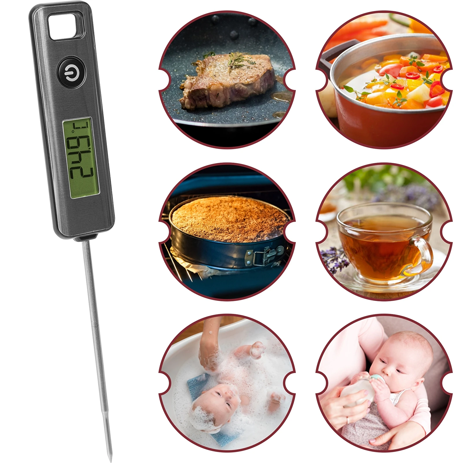 Kulinarisches Thermometer - elektronisch, LCD, Sonde