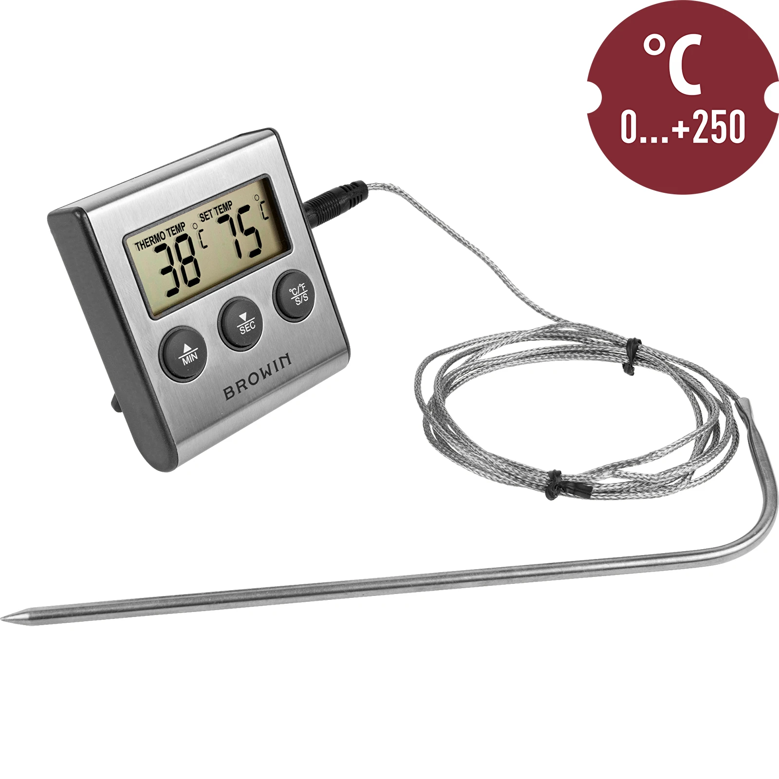 Küchenthermometer, digitales Thermometer mit langer Sonde, sofort  ablesbares Kochthermometer für Lebensmittel, Fleisch, Öl, Milch, Wein und