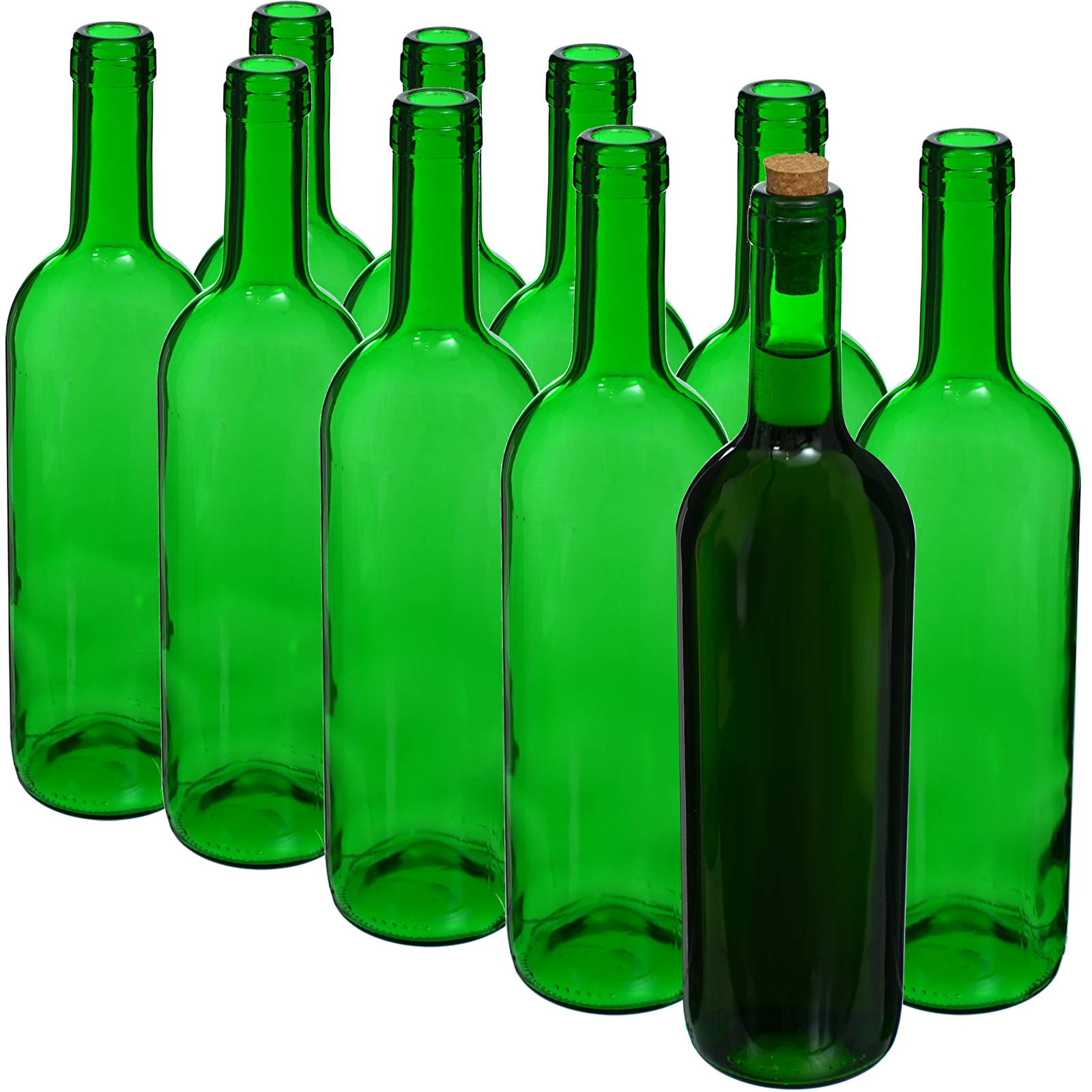 Bordeaux Weinflasche 0.75ml grün - Packung mit 10 Stk. symbol:631487