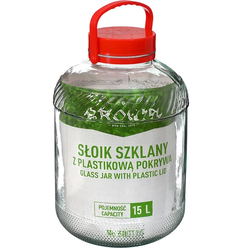 15 L Glas mit Kunststoffdeckel - 2 ['großes Glas', ' Glas für Einmachprodukte', ' für Milchsäuregärung', ' für Gurken', ' für Kraut', ' Glas für die industrielle Produktion', ' Glas mit Zange', ' Glas Zange', ' Gurkenzange']