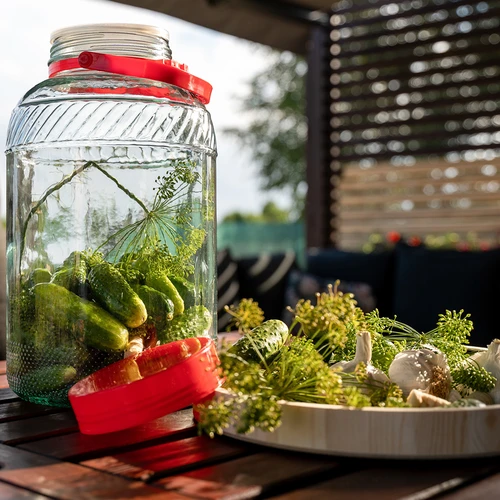 8 l Glas mit Kunststoffdeckel - 8 ['großes Glas', ' Glas für Einmachprodukte', ' für Milchsäuregärung', ' für Gurken', ' für Kraut', ' Glas für die industrielle Produktion', ' Glas mit Zange', ' Glas Zange', ' Gurkenzange']