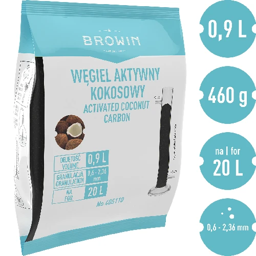 Activsorb 109 - Aktivkohle 0,9 l (0,46 kg) - 2 ['Aktivkohle im Pulver', ' Kokoskohle', ' Aktivkohle für Alkohol', ' Aktivkohle für die Filtration von Alkohol', ' Aktivkohle für die Filtration von Destillaten', ' Zusätze zu Alkohol', ' Coobra']