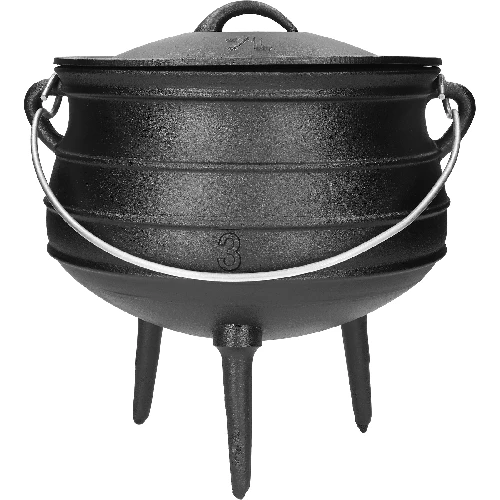 Afrikanischer Kessel, Gusseisen, 7 L - Safari - 3 ['gusseiserner Kessel', ' Lagerfeuerkessel', ' Zigeunerkessel', ' ungarischer Kessel', ' Gulasch aus dem Kessel', ' Grillen']