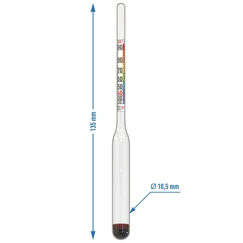 Alkoholmeter Mini - 6 ['Alkoholmeter', ' Alkohol-Aerometer', ' Alkoholindikator', ' für Destillate', ' für Schnäpse', ' für Spiritus', ' Messgerät für Alkohol', ' kleines Alkoholmeter', ' kleiner Alkoholmesser', ' Brennereizubehör']