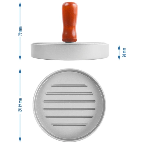 Aluminiumpresse für Hamburger und Veggiebruger, 12 cm - 6 ['Burgerpresse', ' Hamburgerpresse', ' Burger', ' Hamburger']