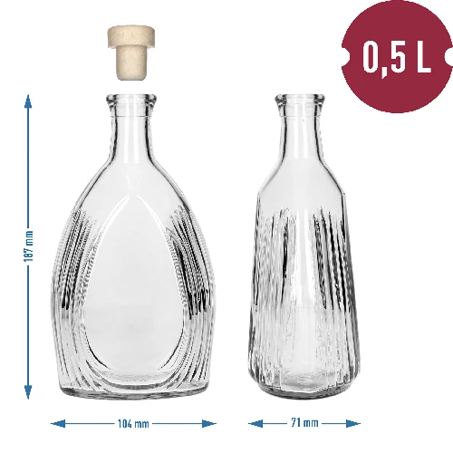 Bankett-Flasche 500 ml, mit Korken - 6 ['Flasche', ' Flaschen', ' Likörflasche', ' Schnapsflasche', ' Alkoholflasche', ' Glasflasche mit Korken', ' 500 ml Flasche mit Korken', ' Flaschen mit Korken', ' Set für Hochzeit', ' Flasche für Bankett']