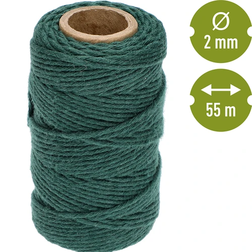 Baumwollschnur grün 55 m / 100 g - 4 ['Schnur aus Baumwolle', ' Baumwollschnur', ' Schnur für zarte Pflanzen', ' natürliche Schnur', ' Öko-Schnur', ' Schnur für Makramees', ' Bindeschnur', ' Schnur fürs Basteln', ' Schur fürs Aufspannen', ' grüne Schnur', ' Schnur grün']