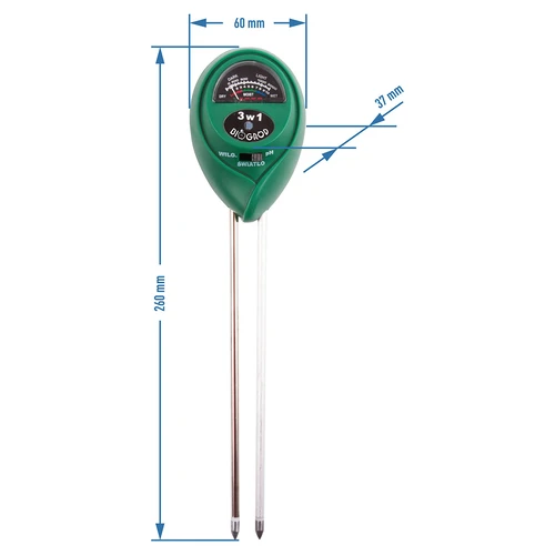 Bodentester 3in1 - pH-Wert, Feuchtigkeit, Sonnenei - 4 ['pH-Messung', ' pH-Meter', ' pH-Meter für den Boden', ' Bodenanalyse', ' pH des Bodens', ' pH-Messgerät für den Boden', ' Messgerät der Bodenfeuchtigkeit', ' Messung der Bodenfeuchtigkeit', ' Bodenfeuchtigkeit', ' Sensor der Bodenfeuchtigkeit', ' wie die Bodenfeuchtigkeit messen', ' Besonnung', ' Analyse der Besonnung', ' Sensor der Besonnung']