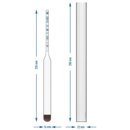 Das Alkoholmeter - 6 ['Alkoholmesser', ' Aräometer zum Messen von Alkohol', ' Alkoholindikator', ' für Destillate', ' für Wodka']