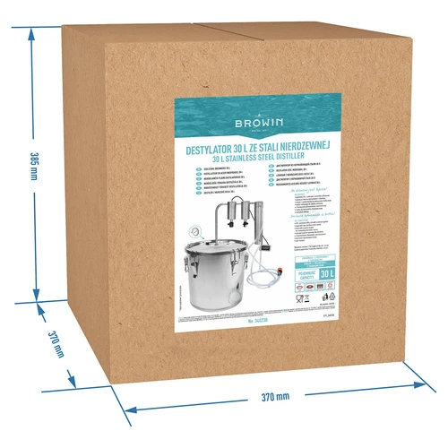 Destillator 30 L aus rostfreiem Stahl, 2 Absatzbecken, 2 Schläuche, Verbindungsstück, 2 Thermometer - 11 