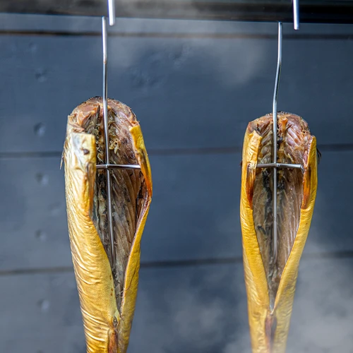 Dreifache Räucherhaken für Fisch  5 szt. - 4 ['räucherhaken forelle', ' fischhaken zum räuchern', ' edelstahl fleischerhaken', ' fleisch hacken', ' metzger haken', ' haken zum raeuchern', ' Premium Hook Stainless Steel', ' Stainless smoking hooks fur fish']