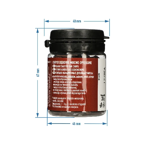 Eichenspäne stark geröstet, 20 g - 8 ['Eichenspäne stark geröstet', ' Eichenspäne', ' Späne für Wein', ' Eichenspäne für Wein', ' Reifung von Wein', ' Aromatisierung von Wein', ' für Alkohol', ' Zusätze zu Alkohol', ' Geschmackszusätze']