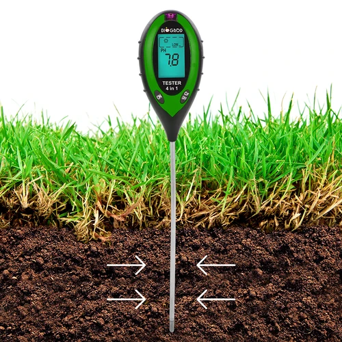 Elektronischer Bodentester 4in1 - GRÜN - 7 ['boden ph test', ' ph tester boden', ' ph test boden', ' ph bodentest', ' ph test rasen', ' ph wert messgerät boden', ' ph messgerät boden', ' bodenanalyse set', ' ph- meter', ' ph wert rasen', ' bodenproben set', ' feuchtigkeitsmessgerät pflanzen', ' erde feuchtigkeitsmesser', ' wasser test']