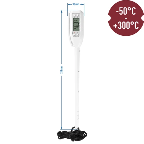 Elektronisches Kochthermometer (-50°C bis +300°C) mit Etui, weiß ( küchenthermometer) - symbol:185002