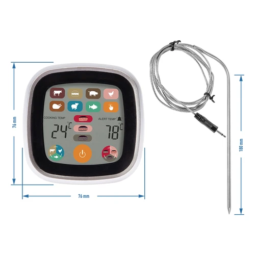 Elektronisches Lebensmittelthermometer  (-20°C bis +250°C) - 4 ['Küchenthermometer', ' Kochthermometer', ' elektronisches Thermometer', ' Thermometer mit Sonde', ' Lebensmittelthermometer', ' Garthermometer', ' Thermometer zum Kochen', ' Thermometer mit Alarm', ' Thermometer mit Magnet']