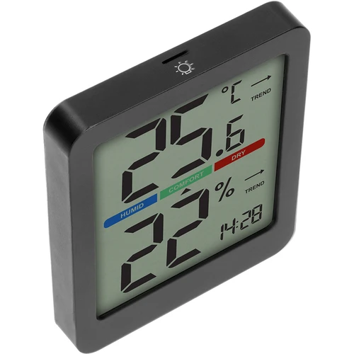 Elektronisches Raumthermometer, schwarz - 4 ['elektronisches Thermometer', ' Luftfeuchtigkeitsthermometer', ' drahtloses Thermometer', ' schwarzes Thermometer', ' Thermometer mit Magnet', ' stilvolles Thermometer', ' Innenraumthermometer', ' welches Thermometer für zu Hause', ' modernes Zimmerthermometer', ' praktisches Thermometer', ' wie prüft man den Luftkomfort']