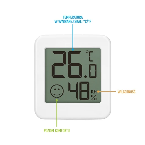 Elektronisches Thermometer mit Komfortanzeige, weiß - 8 ['elektronisches Thermometer', ' Thermometer mit Luftfeuchtigkeitsmesser', ' Raumluftfeuchtigkeitsmessung', ' Komfortthermometer', ' Thermometer mit Komfortanzeige', ' Multifunktionsthermometer', ' Innenthermometer', ' Raumthermometer', ' Funk-Thermometer', ' elektronisches Kühlschrankthermometer', ' Wetterstation', ' Wetterstation', ' Standthermometer', ' Magnetthermometer', ' Magnetthermometer', ' modernes Thermometer', ' Batteriethermometer', ' zum Verschenken']