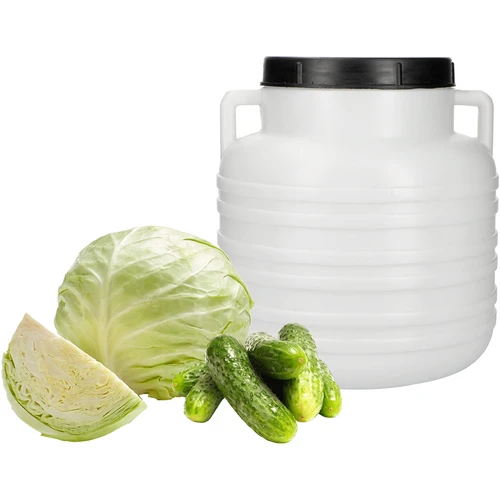 Fass Mixed Pickles - weiß, Griffe, 10 L - 3 ['Fass für Kohl', ' Einlegefass', ' Einlegefass', ' Silage', ' Kohl', ' Gurken', ' für Gurken', ' Steingut', ' Steingut mit Deckel', ' Fass mit Deckel']