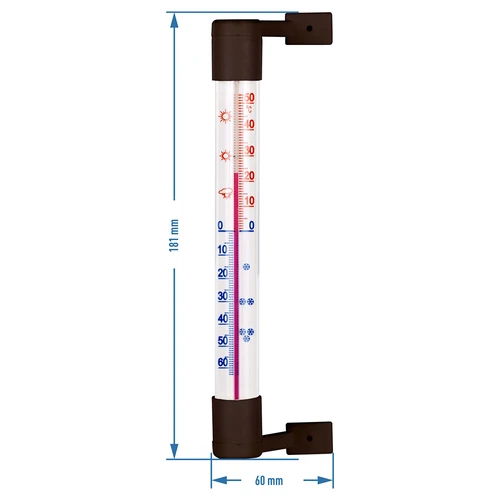 Fensterthermometer braun (-50°C bis +50°C) 18cm - 3 ['Außenthermometer', ' Thermometer', ' Fensterthermometer', ' Thermometer mit lesbarer Skala', ' Kunststoffthermometer', ' Thermometer für Fenster', ' Thermometer für Balkon', ' doppelseitiges Thermometer', ' selbstklebendes Thermometer']