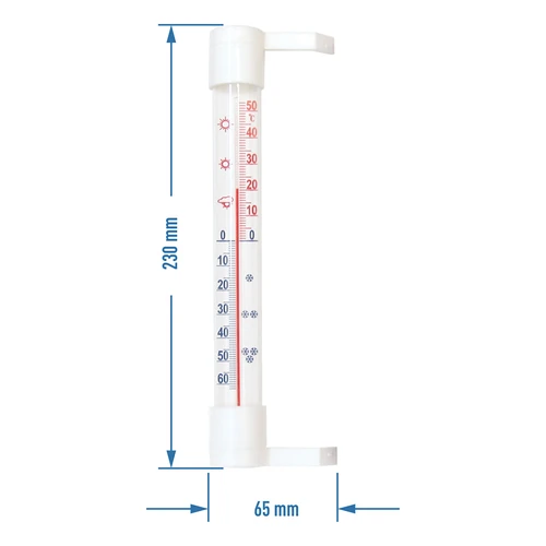 Fensterthermometer, doppelseitig (-50°C bis +50°C) 23cm mix - 2 ['Außenthermometer', ' Thermometer', ' Fensterthermometer', ' Thermometer mit lesbarer Skala', ' Kunststoffthermometer', ' Thermometer für Fenster', ' Thermometer für Balkon', ' doppelseitiges Thermometer']