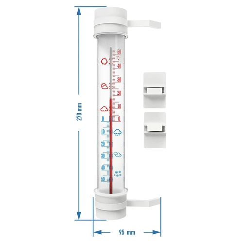 Fensterthermometer, polnische Produktion  (-60°C bis +50°C) 23cm - 2 ['Außenthermometer', ' Thermometer', ' Fensterthermometer', ' Thermometer mit lesbarer Skala', ' Kunststoffthermometer', ' Thermometer für Fenster', ' Thermometer für Balkon', ' doppelseitiges Thermometer', ' selbstklebendes Thermometer']