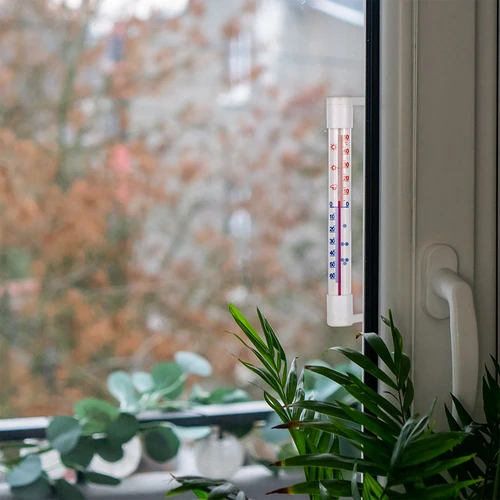 Fensterthermometer weiß (-50°C bis +50°C) 18cm - 7 ['Außenthermometer', ' Thermometer', ' Fensterthermometer', ' Thermometer mit lesbarer Skala', ' Kunststoffthermometer', ' Thermometer für Fenster', ' Thermometer für Balkon', ' doppelseitiges Thermometer', ' selbstklebendes Thermometer']