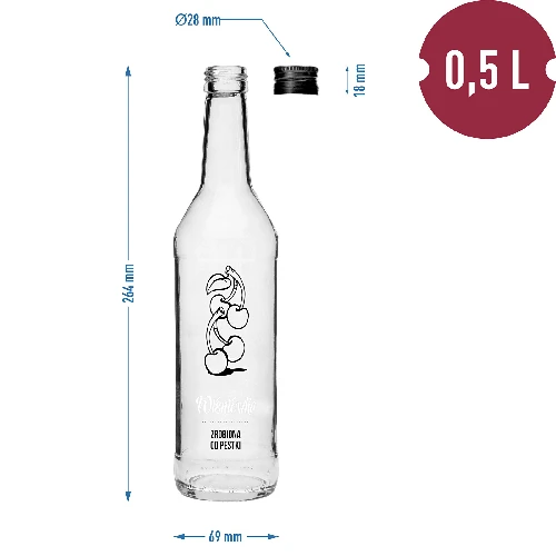 Flasche 500ml mit Schraubverschluss, Aufdruck Kirschlikör 4 St. - 7 ['Kirschlikör', ' Flasche für Kirschlikör', ' Flasche für Liköre', ' Flaschen für Liköre', ' Flasche mit Schraubverschluss', ' Flaschen mit Aufdruck', ' Glas mit Aufdruck', ' Glasflaschen', ' Glasflaschen mit Schraubverschlüssen']