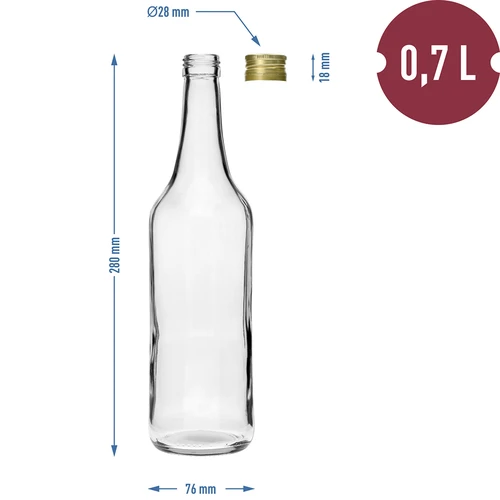 Flasche 700 ml mit Schraubverschluss - 4 St. - 6 ['Schnapsflasche', ' Schnapsflaschen', ' Schnapsflasche 700 ml', ' durchsichtige Flasche', ' Flaschen 700 ml', ' durchsichtige Flasche mit Schraubverschluss', ' Flasche für Saft', ' Flasche mit Schraubverschluss', ' Flaschen mit Schraubverschlüssen', ' Flaschen für edle Tropfen']