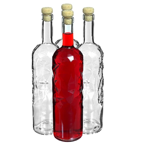 Flasche Eisland 1 L mit Korken, 4 St. - 2 ['Glasflasche', ' Alkoholflasche', ' Dekoflasche', ' 1L Flasche', ' Weinflasche', ' Weinflasche', ' Tinkturflasche', ' Saftflasche', ' Geschenk']