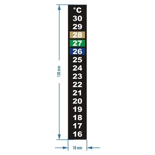 Flüssigkristall-Thermometer (+16°C bis +30°C) 13cm - 2 ['Lebensmittelthermometer', ' Küchenthermometer', ' Kochthermometer', ' selbstklebendes Thermometer', ' Gärungsthermometer', ' Aquarienthermometer', ' Flüssigkristallthermometer', ' selbstklebende Thermometer', ' Weinthermometer', ' Brauthermometer']