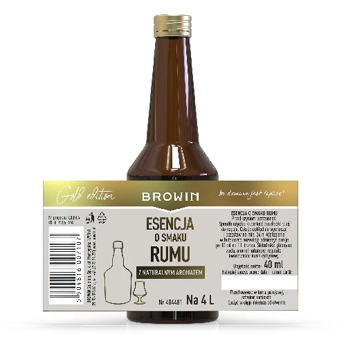 Geschmacksessenz Gold mit Rumgeschmack für 4 L, 40 ml - 6 ['Browin-Essenz', ' Rum-Essenz', ' Essenz weißer Rum', ' Essenz mit Rum-Geschmack', ' Strands-Essenz', ' Rum-Aroma für Alkohol', ' Bacardi-Rum', ' Cuba Libre', ' Mojito']