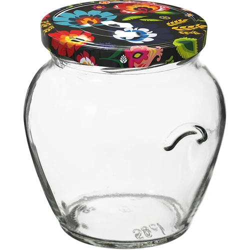 Glas-Glas 580 ml - 6 Stck. bunte Kappe - 2 ['Einmachglas', ' dekoratives Glas', ' Weki', ' Kompottglas', ' Gemüsesalatglas', ' Glas mit mariniertem Gemüse', ' Glas mit marinierten Pilzen', ' Glas mit dekorativem Deckel', ' Gläserset', ' 0', '5-L-Glas']