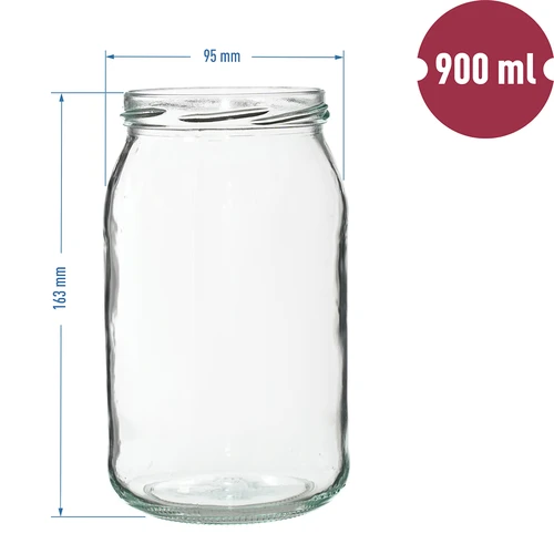 Glas TO 900ml mit Deckel - Multipack 6 Stck. - 8 ['Gläser', ' Glas', ' Glas mit Schraubverschluss', ' Gläser für Einmachprodukte', ' Einmachglas', ' Einmachgläser', ' Glas für Gurken', ' Glas für Honig ']