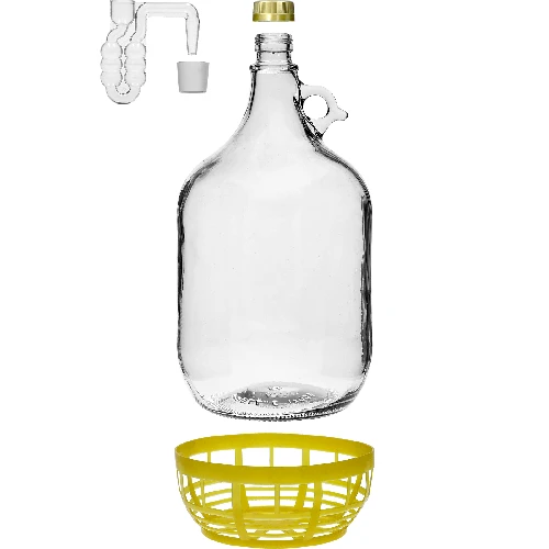 Glasballon 5L mit Schraubverschluss, Plastikkorb, Stöpsel, horizontalem Röhrchen – Set von 4 Stück - 4 ['Glasballon', ' Glasballon für Wein', ' Glasballon im Korb', ' Glasballon 5 L', ' Ballon 5 L', ' Ballon', ' Ballon im Korb', ' Flasche Glasballon 5 L im Korb', ' Ballon für Wein', ' Glasballon für Selbstgebrannten']