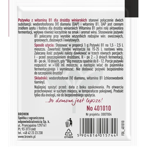 Hefenährsalz mit Vitamin B - 2 ['Nährstoff für Hefen', ' Nährstoff für Weinhefen', ' Nährstoff für Hefen mit Vitamin B', ' Thiamin-Nährstoff']