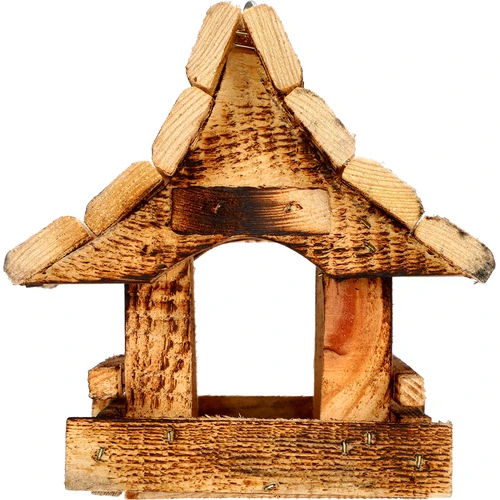 Hölzerner Futterhäuschen für Vögel, geflammt, Berghütte - 4 ['Vogelhäuschen ', ' Futterhaus für Vögel', ' Fütterung von Vögeln', ' Futterhäuschen aus Holz', ' geflammtes Futterhäuschen']