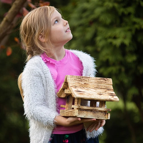 Hölzerner Futterhäuschen für Vögel, geflammt, Berghütte - 7 ['Vogelhäuschen ', ' Futterhaus für Vögel', ' Fütterung von Vögeln', ' Futterhäuschen aus Holz', ' geflammtes Futterhäuschen']