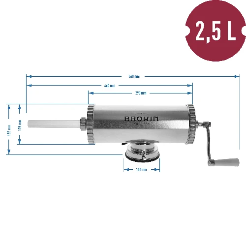 Horizontaler Wurstfüller 2.5 kg mit Silikonkolben - 10 ['Wurstfüller', ' horizontaler Wurstfüller', ' Wurstspritze', ' Fleischspritze', ' Wurstfüller für zuhause', ' Wurstfüller für die Gastronomie', ' Zubehör für die Wurstzubereitung']