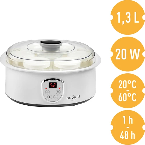 Joghurtmaschine mit Thermostat, 7 Gläser, 1,3 L - 5 ['Joghurtmaschine', ' veganer Joghurt', ' wie macht man Joghurt', ' für hausgemachten Joghurt', ' Joghurtmaschine mit Thermostat']