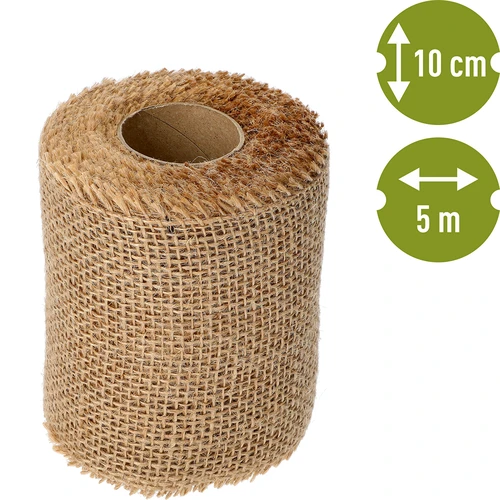 Juteband 10 cm / 5 m - 4 ['Band aus Jute', ' Juteband', ' Band für Tomaten', ' Band für Gurken', ' natürliches Band', ' Öko-Band', ' Band zum Binden', ' Band zum Basteln']