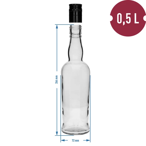 Kapitänsflasche, 500 ml mit Schraubverschluss - 6 St. - 5 ['Whiskeyflasche', ' Glasflasche', ' Flasche für hausgemachten Wein', ' durchsichtige Flasche', ' Flasche mit Schraubverschluss', ' Flasche 500 ml']